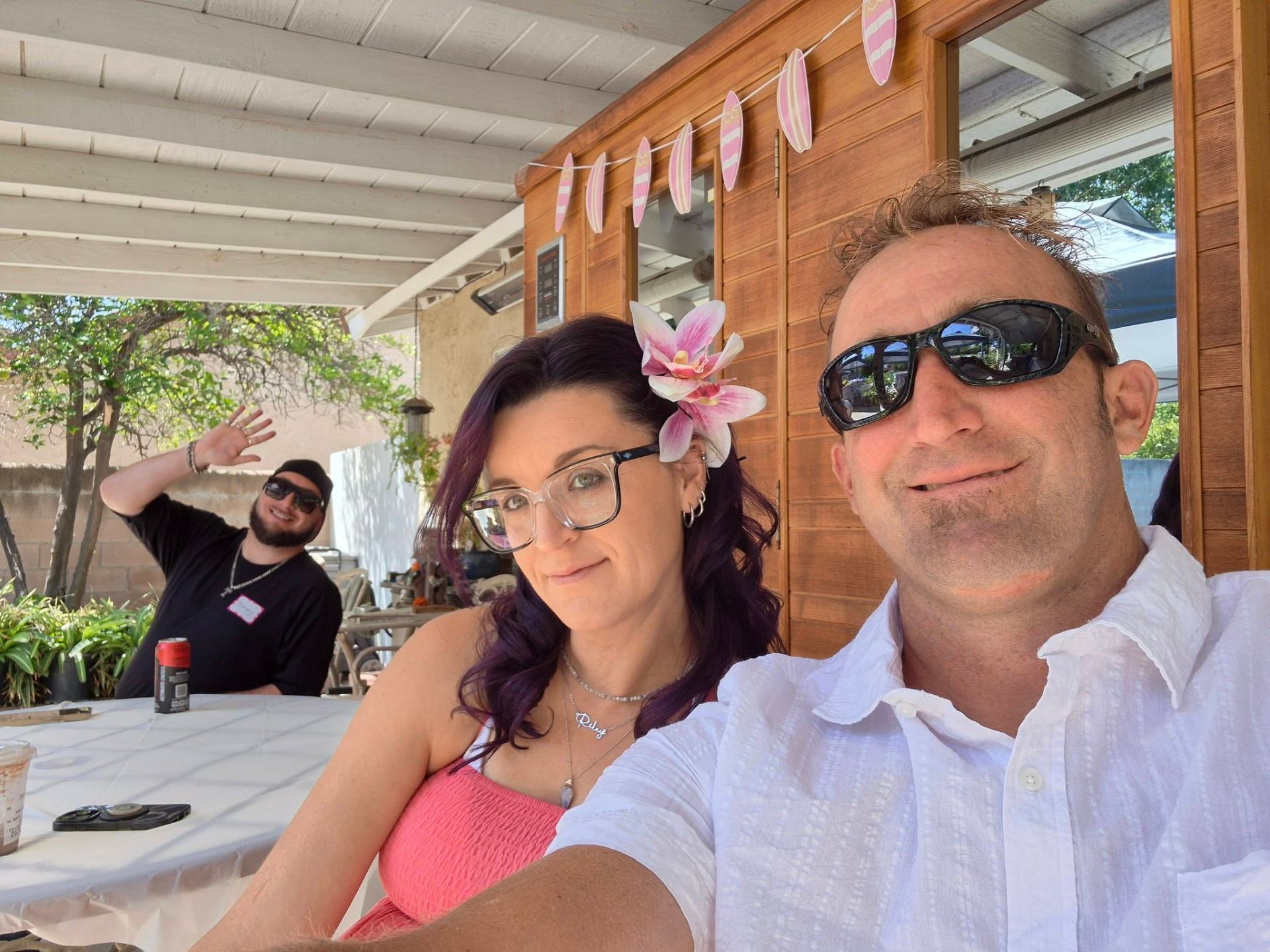 Backyard luau with friends