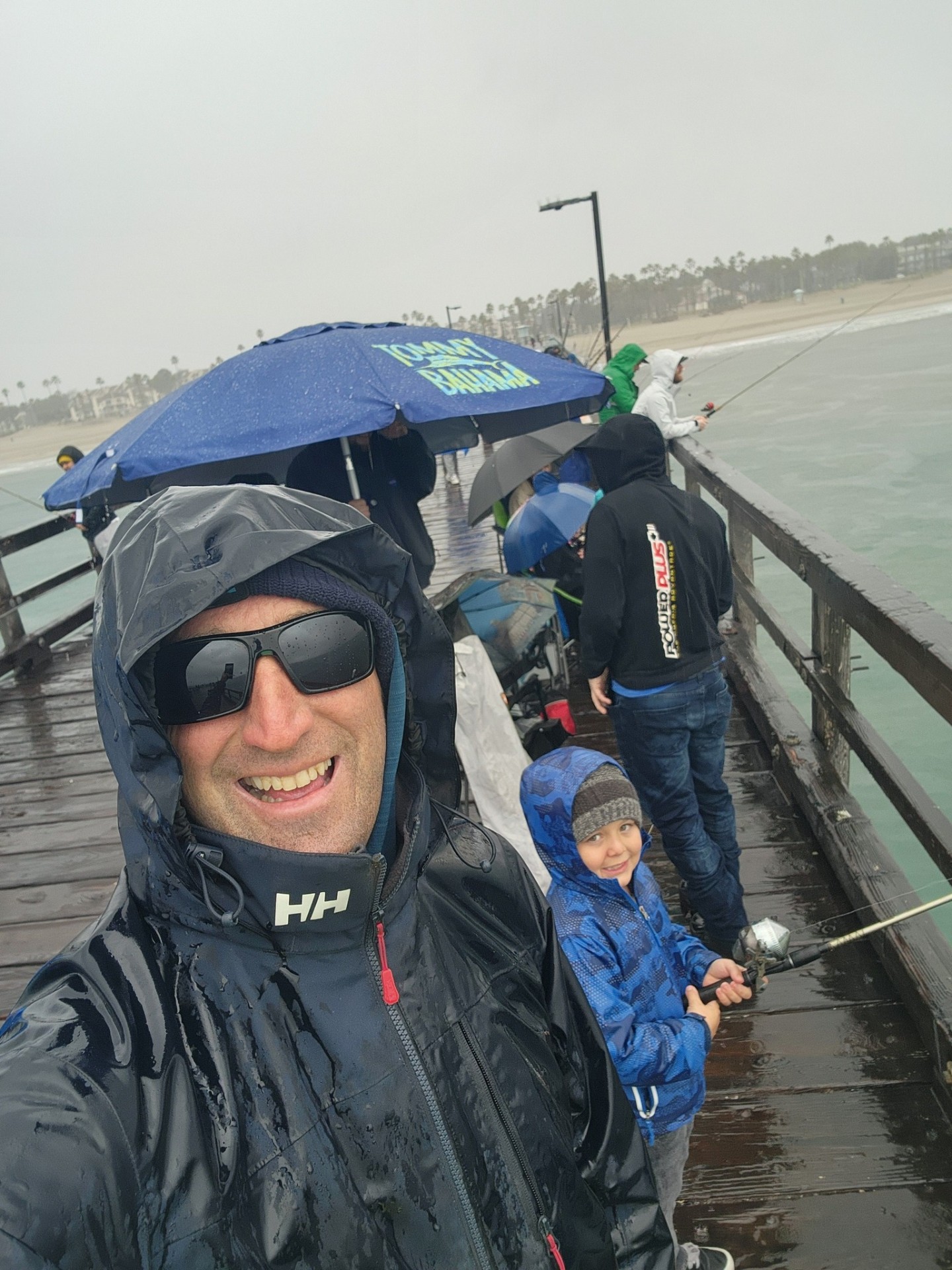 Fishing in the rain on Oxnard Pier