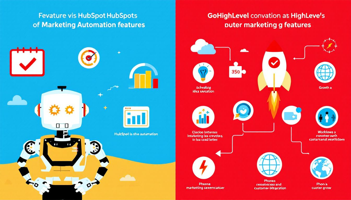 An overview of HubSpot's marketing automation features compared to GoHighLevel.